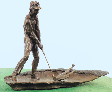 Sandtrap Bronze Sculpture 1989 10 in - Golf Sculpture - Mark Hopkins