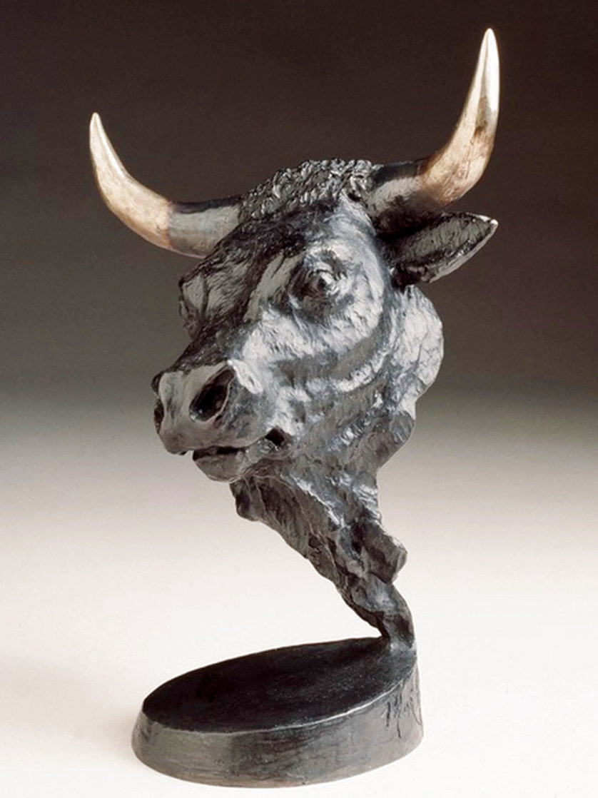 Bronze Bull Bronze Sculpture 1992 16 in Sculpture by Mark Hopkins