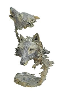 Cry of Wolves Bronze Sculpture 1992 13 in Sculpture - Mark Hopkins Cry of Wolves Bronze Sculpture 1992 13 in Sculpture - Mark Hopkins