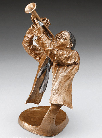 Jazz Trumpet Bronze Sculpture 1992 12 in Sculpture - Mark Hopkins