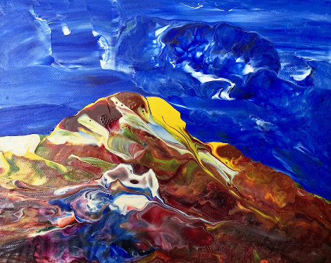 Blue Sky - Volcano 2007 17x23 Original Painting - Anthony Hopkins