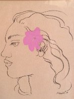 Pink Hibiscus Drawing 1977 10x12 (Early) Original Painting by Pegge Hopper - 0 Pink Hibiscus Drawing 1977 10x12 (Early) Original Painting by Pegge Hopper - 0