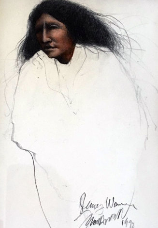 Jemez Woman 1992 Pastel 20x15 Works on Paper (not prints) - Frank Howell