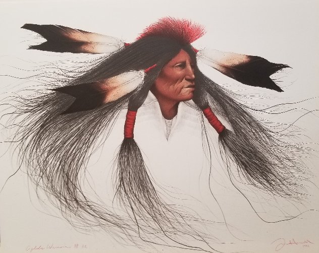 Oglala Warrior 1991 Hand-Colored AP Limited Edition Print by Frank Howell