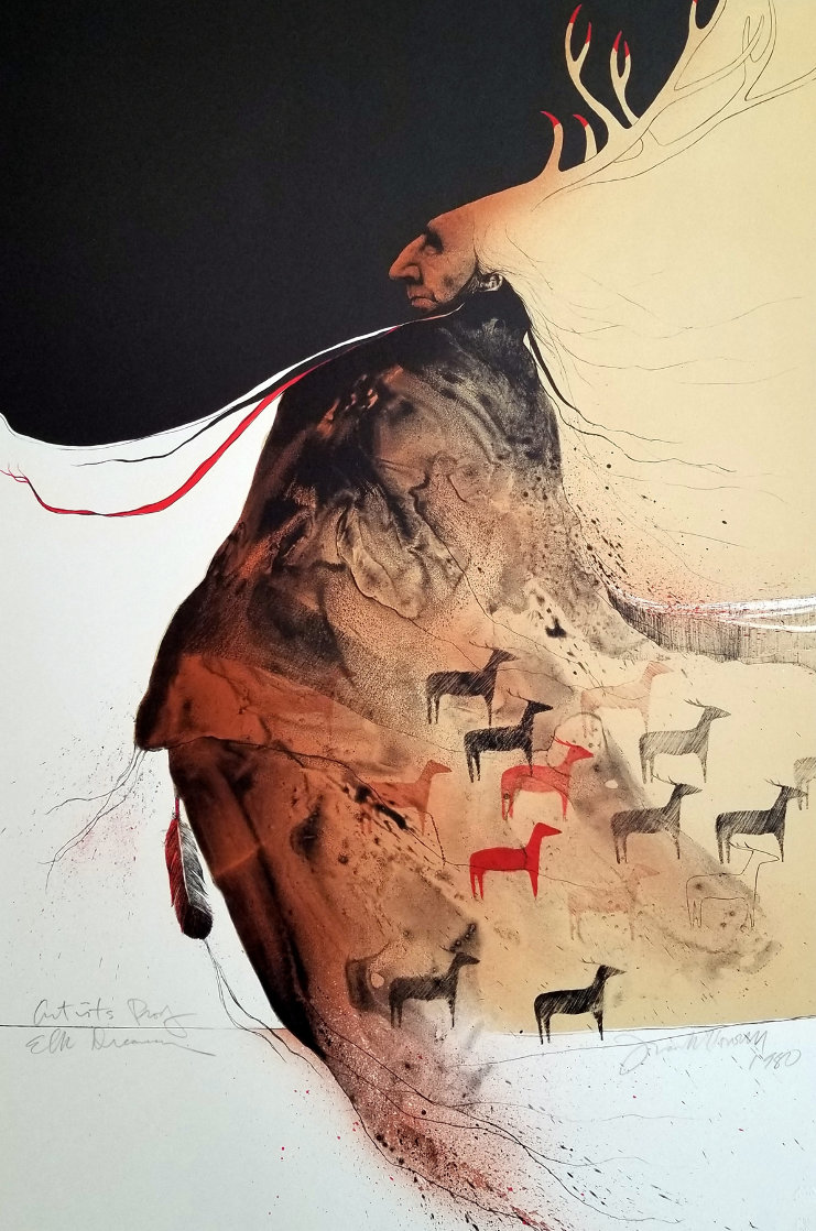 Elk Dreamer AP 1980 Limited Edition Print by Frank Howell Elk Dreamer AP 1980 Limited Edition Print by Frank Howell
