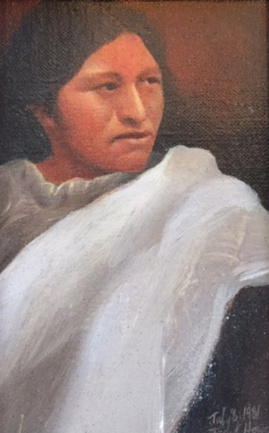 Navajo Maiden 1981 13x11 Original Painting by Frank Howell