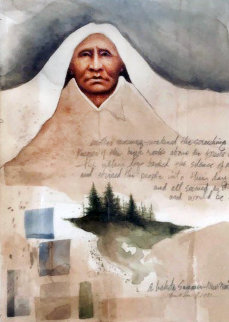 Lakota Summer, New Morning Watercolor  1982 27x22 (Early) Watercolor - Frank Howell
