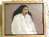 Hidatsa Woman on Wood 1985 10x12 Original Painting by Frank Howell - 1