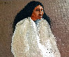 Hidatsa Woman on Wood 1985 10x12 Original Painting by Frank Howell - 0
