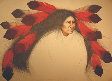 Red Feather Dancing 1986 28x38 Huge  Limited Edition Print - Frank Howell