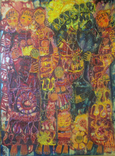 Untitled Painting 1970 28x33 Original Painting - Hrair Diarbekirian Untitled Painting 1970 28x33 Original Painting - Hrair Diarbekirian