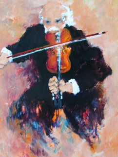 Le Violoniste 2000 38x45 Huge Original Painting - Urbain Huchet