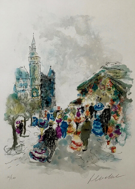 Cafe de Paris Lithograph 8x11 by Urbain Huchet - For Sale on Art