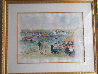 Cafe Du Port Watercolor 1980 34x41 Watercolor by Urbain Huchet - 1