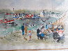 Cafe Du Port Watercolor 1980 34x41 Watercolor by Urbain Huchet - 2
