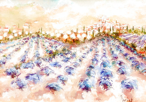Lavender Fields in Provence 2011 26x33 - France Original Painting - Urbain Huchet