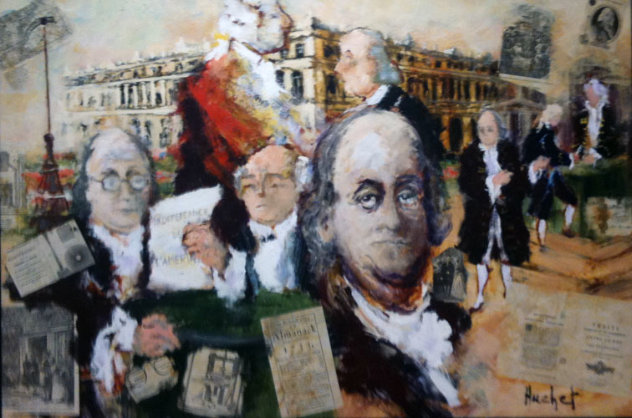 Homage to Benjamin Franklin 2000 37x55 Original Painting by Urbain Huchet