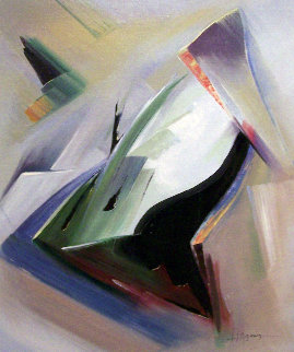 Moving Shapes 1960 37x31 Original Painting - Huertas Aguiar Moving Shapes 1960 37x31 Original Painting - Huertas Aguiar