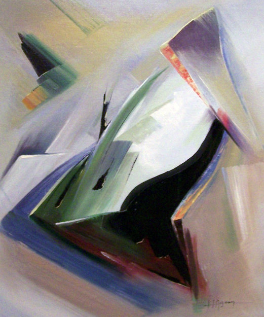Moving Shapes 1960 37x31 Original Painting - Huertas Aguiar