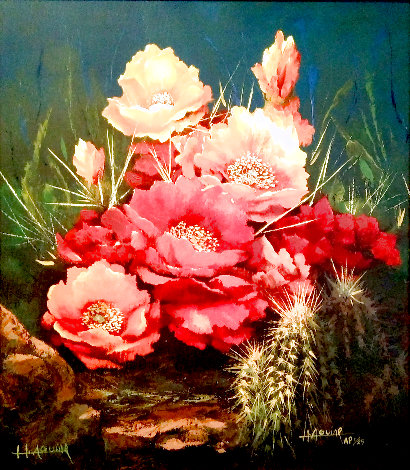 Red Blooms AP 1998 Embellished Limited Edition Print - Huertas Aguiar