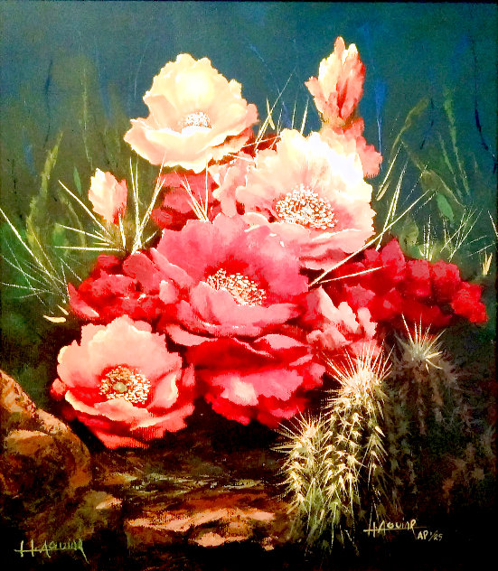 Red Blooms AP 1998 Embellished Limited Edition Print by Huertas Aguiar