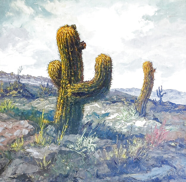 Untitled Desert Scene 36x36 - Oil on Canvas Original Painting - Huertas Aguiar