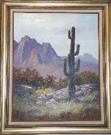 Saguaro Cactus, Pima Indian Reservation 1985 31x36 Original Painting by Huertas Aguiar - 0 Saguaro Cactus, Pima Indian Reservation 1985 31x36 Original Painting by Huertas Aguiar - 0