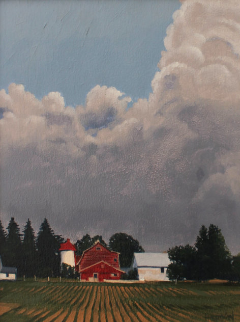 Red Barn, Spring, Ontario 18x15 - Canada Original Painting by Hugh Thompson
