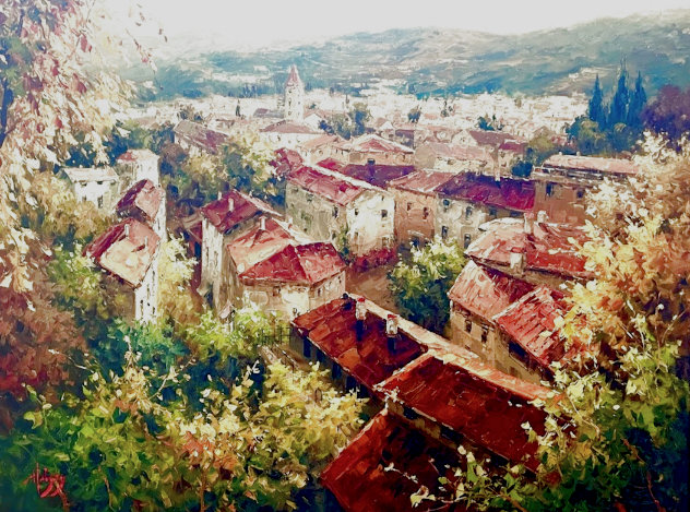 Rooftops Over Florence 2006 45x56 - Huge - Italy Original Painting by Peter Hulsey