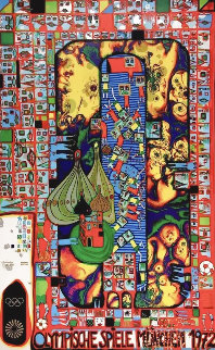Olympic Red 1972 Limited Edition Print - Friedensreich S. Hundertwasser