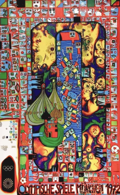 Olympic Red 1972 - Huge Limited Edition Print by Friedensreich S. Hundertwasser