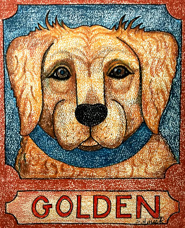 Golden 20x16 Works on Paper (not prints) - Stephen Huneck Golden 20x16 Works on Paper (not prints) - Stephen Huneck