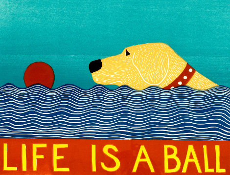 Life is a Ball - Yellow Lab 1997 Limited Edition Print - Stephen Huneck