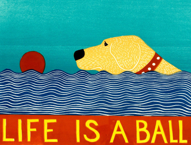 Life is a Ball - Yellow Lab 1997 Limited Edition Print by Stephen Huneck