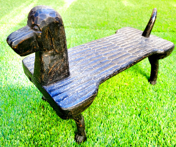 Untitled Wooden Sculpture Dog Footstool 2000 Unique 21 in Sculpture - Stephen Huneck Untitled Wooden Sculpture Dog Footstool 2000 Unique 21 in Sculpture - Stephen Huneck