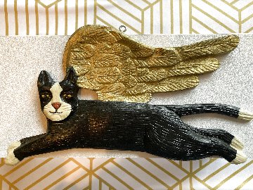 Cat Angel Christmas Ornament Sculpture - Stephen Huneck