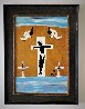 Black Christ Crucified Between Two Thieves With God's Angels 1970 30x22 Original Painting by Clementine Hunter - 1