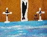 Black Christ Crucified Between Two Thieves With God's Angels 1970 30x22 Original Painting by Clementine Hunter - 6