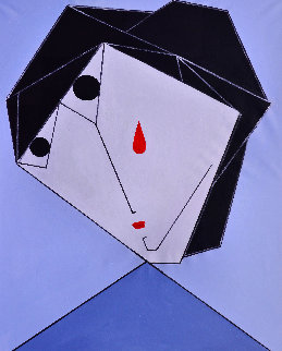 Woman in the Black And Blue 2017 62x50 Original Painting - Costel Iarca Woman in the Black And Blue 2017 62x50 Original Painting - Costel Iarca