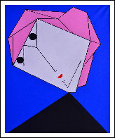 Woman in Blue And Pink 2017 62x50 Super Huge Original Painting by Costel Iarca - 1 Woman in Blue And Pink 2017 62x50 Super Huge Original Painting by Costel Iarca - 1