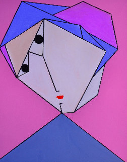 Woman in Pink And Blue 2017 62x50 Original Painting - Costel Iarca Woman in Pink And Blue 2017 62x50 Original Painting - Costel Iarca