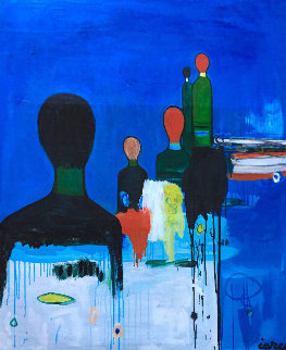 Steps Further in Blue 2018 62x50 Super Huge Original Painting - Costel Iarca Steps Further in Blue 2018 62x50 Super Huge Original Painting - Costel Iarca