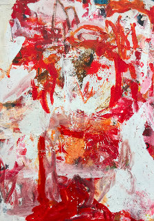 Under Red Umbrella 2017 50x38 Original Painting - Costel Iarca