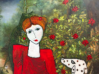 Lady in the Garden 2013 88x58 Huge Original Painting by Costel Iarca - 2 Lady in the Garden 2013 88x58 Huge Original Painting by Costel Iarca - 2