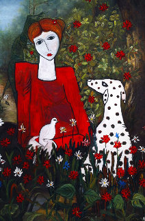 Lady in the Garden 2013 88x58 Super Huge Original Painting - Costel Iarca Lady in the Garden 2013 88x58 Super Huge Original Painting - Costel Iarca