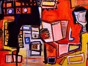 Reading At Night 2013 50x60 Original Painting - Costel Iarca Reading At Night 2013 50x60 Original Painting - Costel Iarca