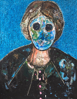 Man in Blue 3-D 2018 62x50 Huge Original Painting - Costel Iarca