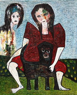 Sisters 3-D 2016 72x60 Original Painting - Costel Iarca Sisters 3-D 2016 72x60 Original Painting - Costel Iarca