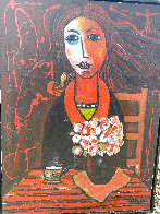 Woman in Waiting 2005 50x38 Huge Original Painting by Costel Iarca - 1