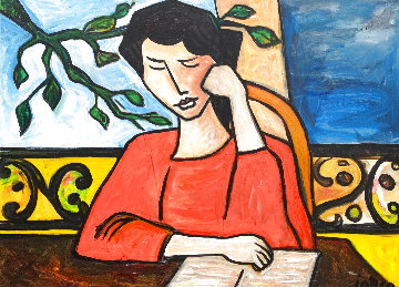 Woman and Still 2005 38x51 Huge Original Painting - Costel Iarca